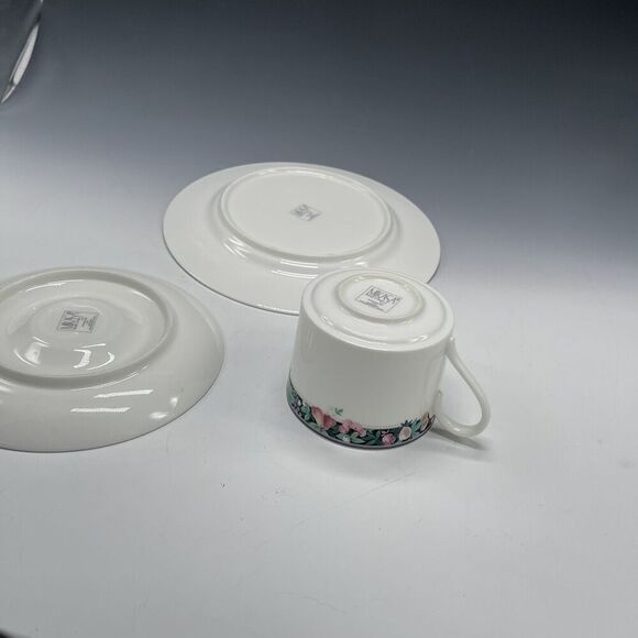 Mikasa Orchard Mural Teacup Cup & Saucer & Salad Plate 3-pc Set Luncheon - Picture 7 of 12